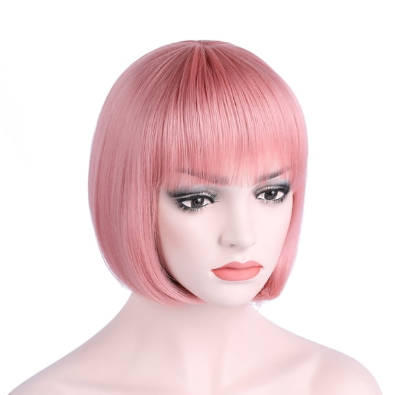 DAPRZIY 10" Short Straight Hair Flapper Cosplay Costume Bob Wig (SHT312-Dirty Pink)