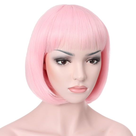 DAPRZIY 10" Short Straight Hair Flapper Cosplay Costume Bob Wig (T1911 - Light Pink)