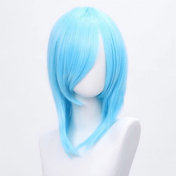 DAPRZIY 14 Inch (40cm) Medium-Length Straight Cosplay Bob Wig -For Female, Blue