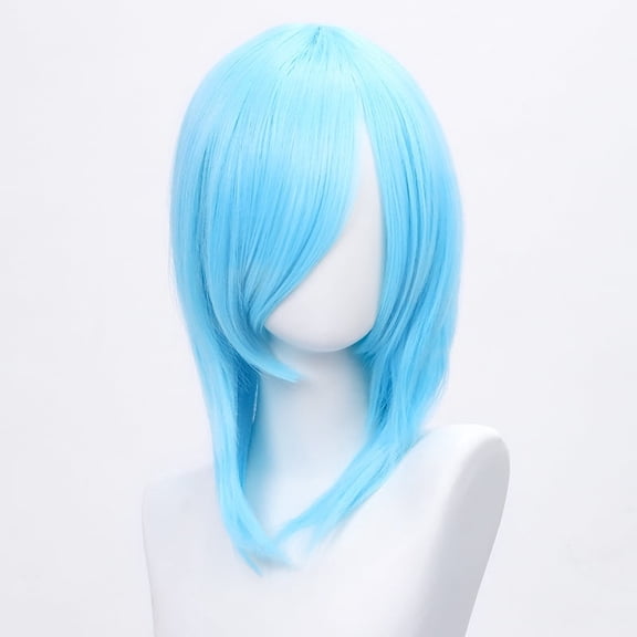 DAPRZIY 14 Inch (40cm) Medium-Length Straight Cosplay Bob Wig -For Female, Blue