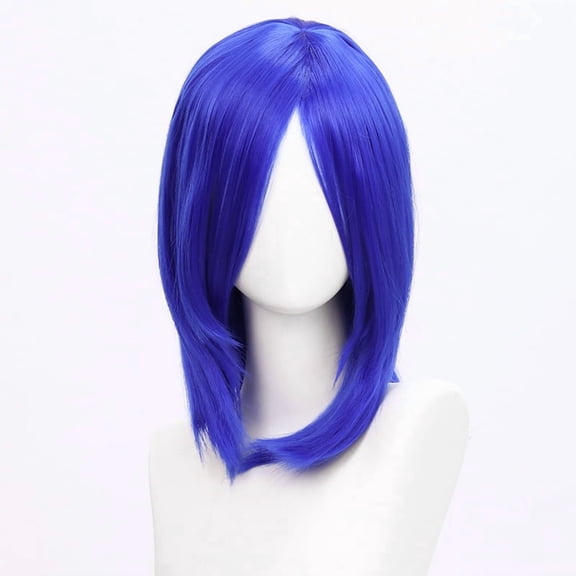 DAPRZIY 14 Inch (40cm) Medium-Length Straight Cosplay Bob Wig -For Female, Dark Blue