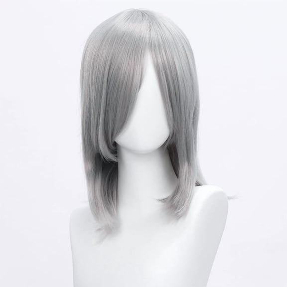 DAPRZIY 14 Inch (40cm) Medium-Length Straight Cosplay Bob Wig -For Female, Grey