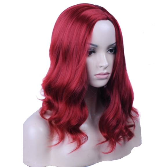 DAPRZIY 14" Red Wig Short Curly Bob Wig Wine Red Wig Charming Women Girls Beach Wave Wigs for Cosplay Costume Party with Wig Cap