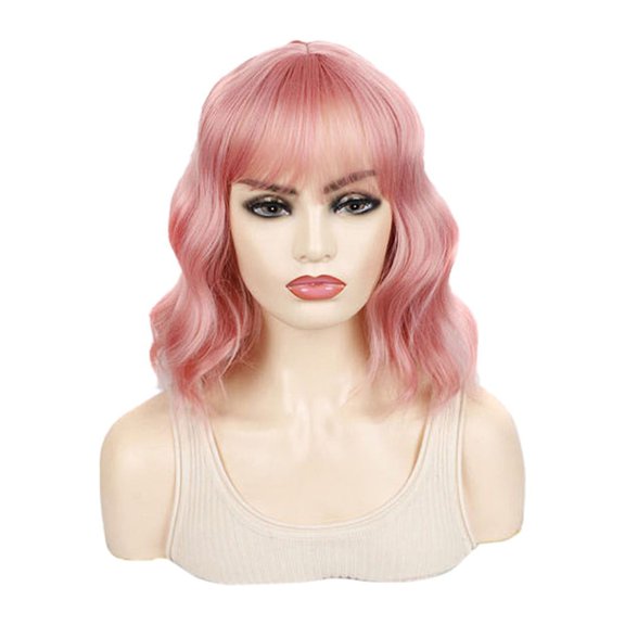 DAPRZIY 1PC Daily Short Headgear Wavy Wig Headgear Short Hair Thin Bangs Wig Headgear