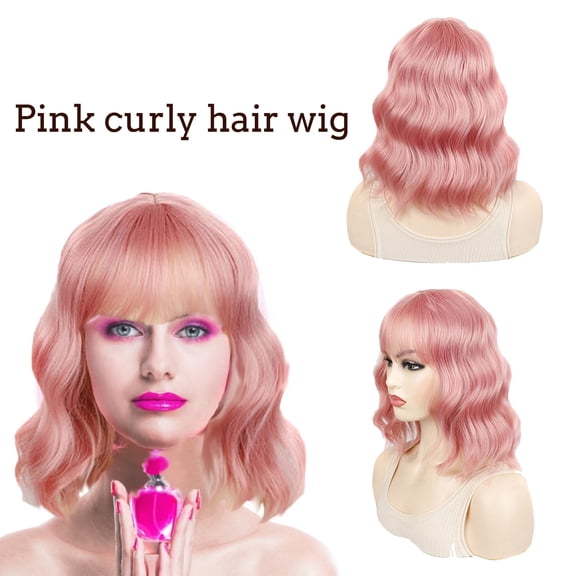 DAPRZIY 1PC Daily Short Headgear Wavy Wig Headgear Short Hair Thin Bangs Wig Headgear