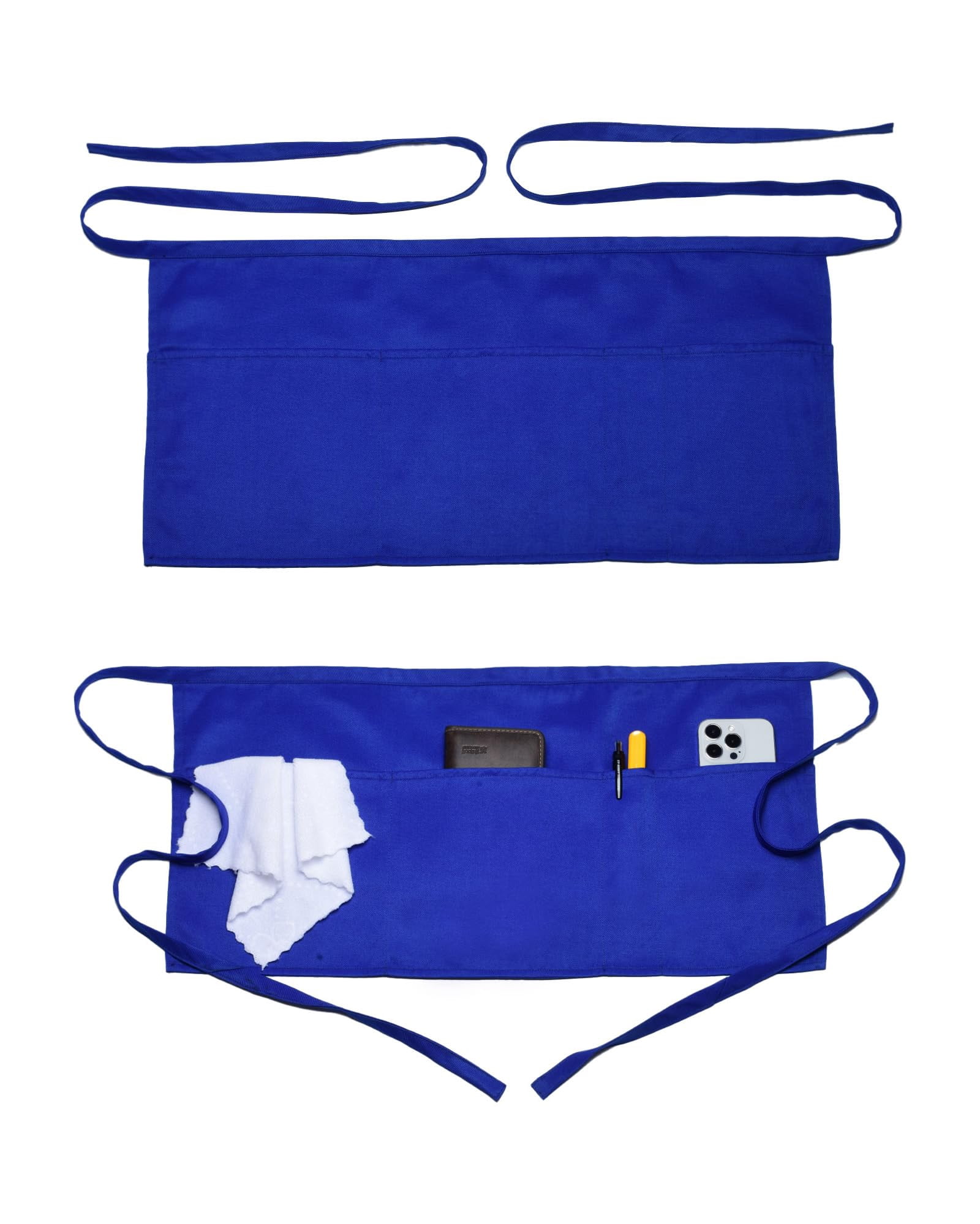 DAPRZIY 2 Pack Server Apron with 4 Pockets, Waitress Waiter Waist ...