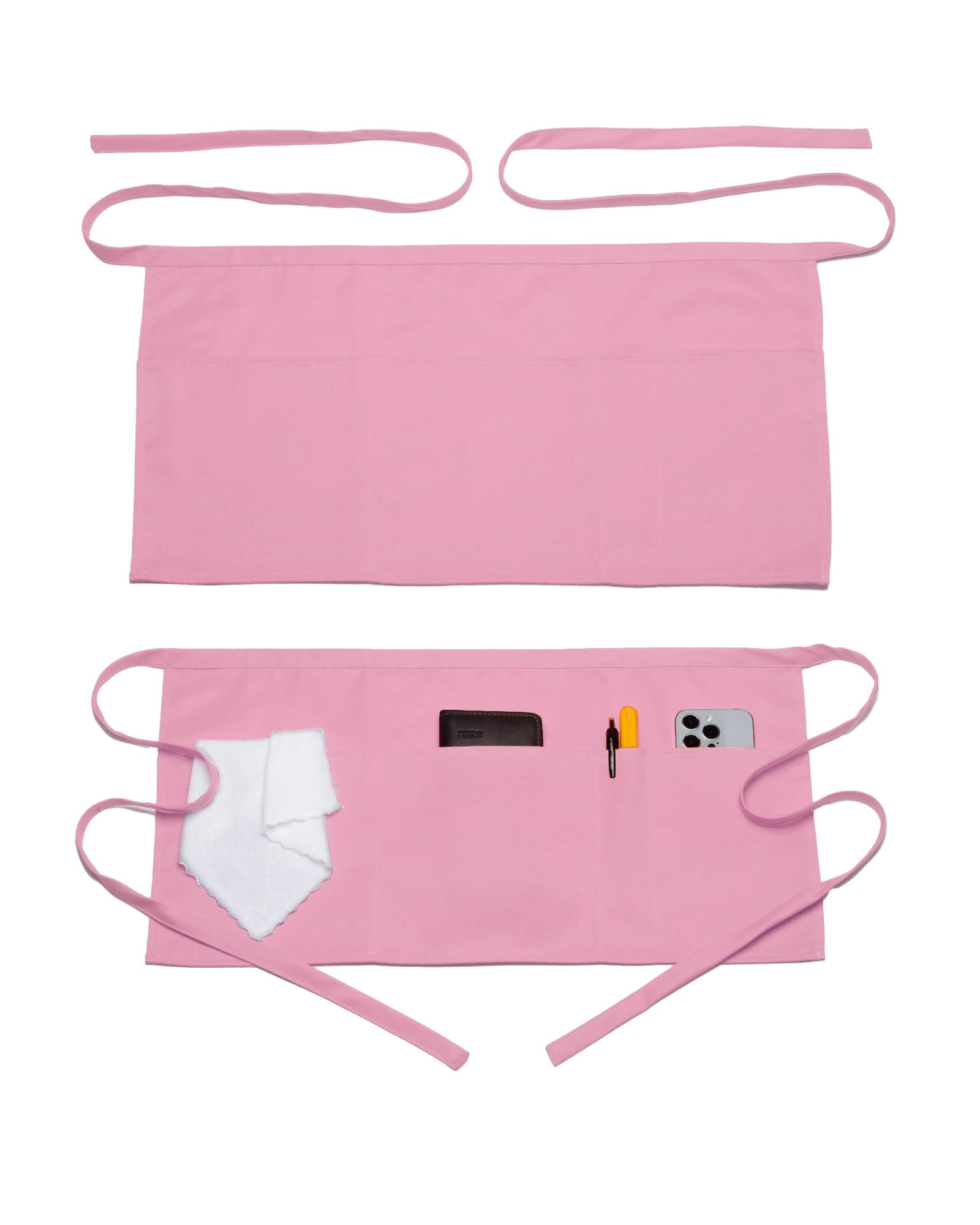 DAPRZIY 2 Pack Server Apron with 4 Pockets, Waitress Waiter Waist ...