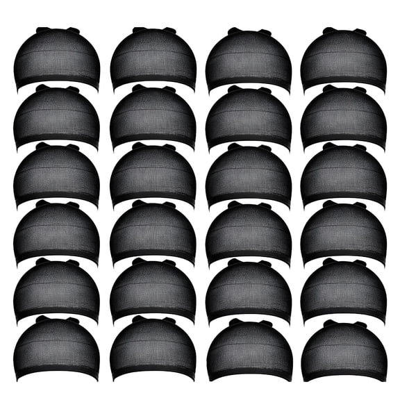 DAPRZIY 24 Pack Stretchy Nylon Wig Caps - Black Invisible Lace Edge Wig Cap, Breathable & Secure Fit for Wigs, Cosplay, Everyday Use