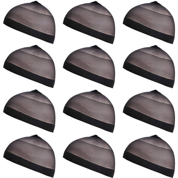 DAPRZIY 24 Pcs Invisible Stretchy Nylon Wig Caps - Silk-Like Lightweight, Secure Anti-Slip Hold for Lace Front Wigs, Cosplay & Daily Use (Black, 12 Pairs)