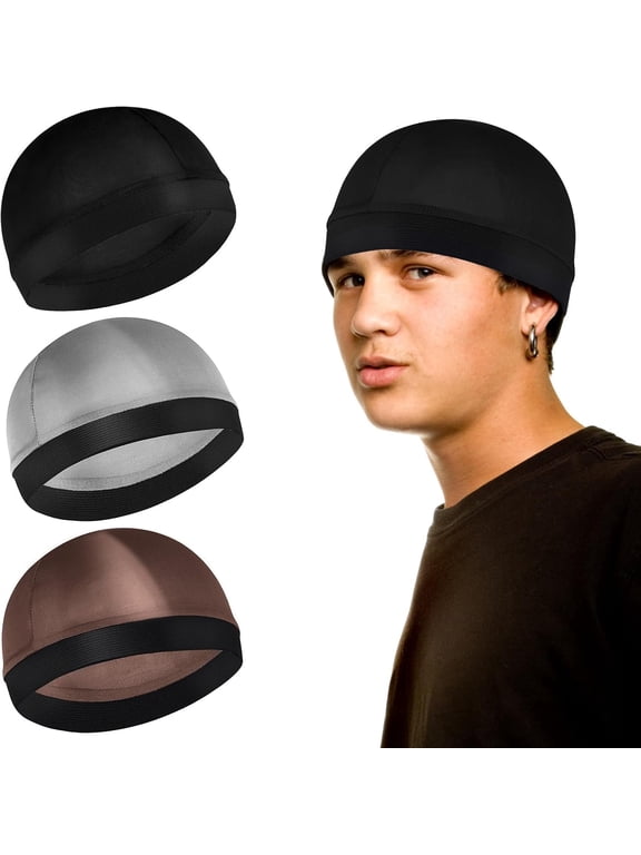 3 Pieces Unisex Satin Silky Wave Caps 360 540 720 Wave Elastic Band Silky Durag Headwear Stockings Wig Beanie Cap