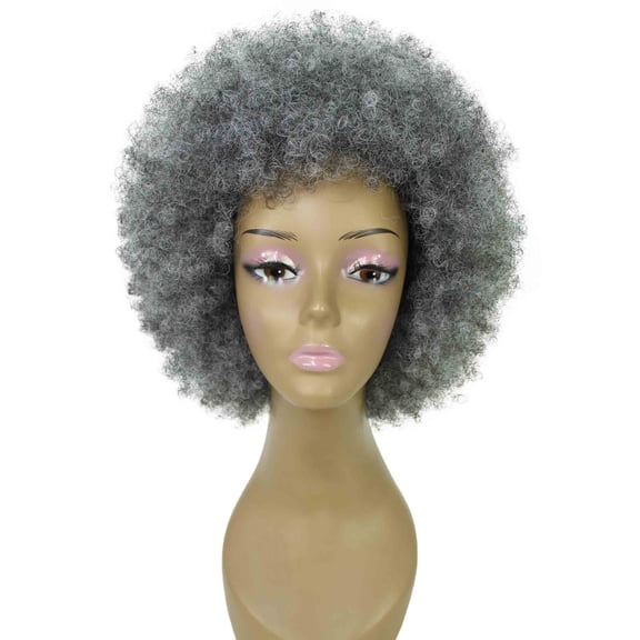 DAPRZIY Audre Curly Layered 13 in Long Half Wig Mix Human Hair and Synthetic Fibers, Ash Grey Color