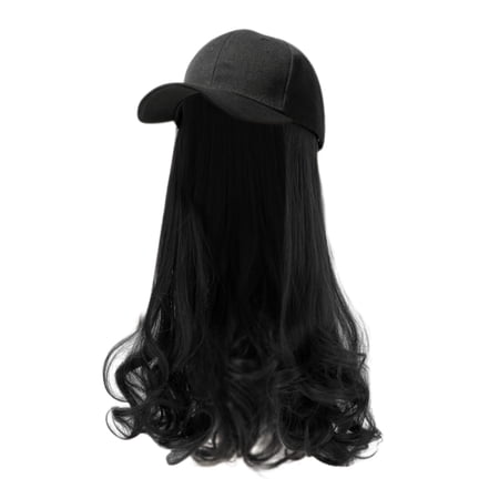 DAPRZIY Baseball Caps Baseball Cap with Hair Baseball Hat with Hair Attached Long Pear Roll Curly Adjustable Wave Curly Hairpiece with Baseball Hat Cap Wig for Women A