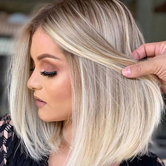 DAPRZIY Blonde Short Straight Bob Wigs For Women Short Human Hair Ladies Straight Party Natural Light Gold for Women Party Daily Use