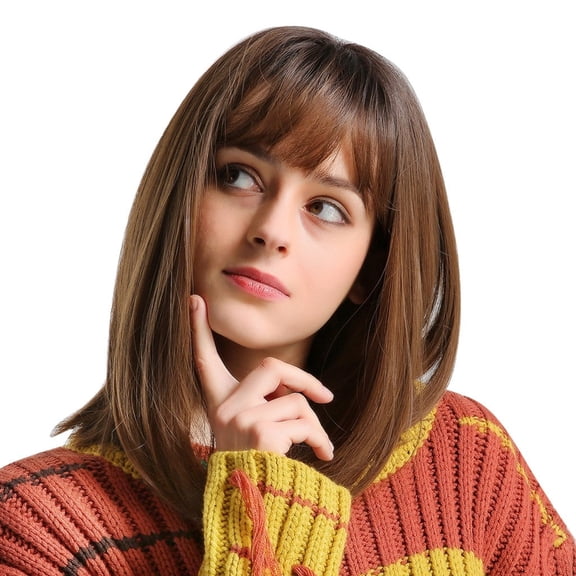 DAPRZIY Chemical Fiber Hair Wig Fashion Women Gradient Thin Bangs Straight Hair Wig