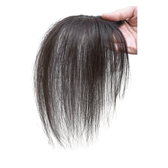 DAPRZIY Clip in Bangs Real Human Hair with high cranial top for volume Light and airy French bangs for women Clip On Air Bangs for Daily Wear (Blackish Brown, 3D French Bangs 1.96"X2.75")