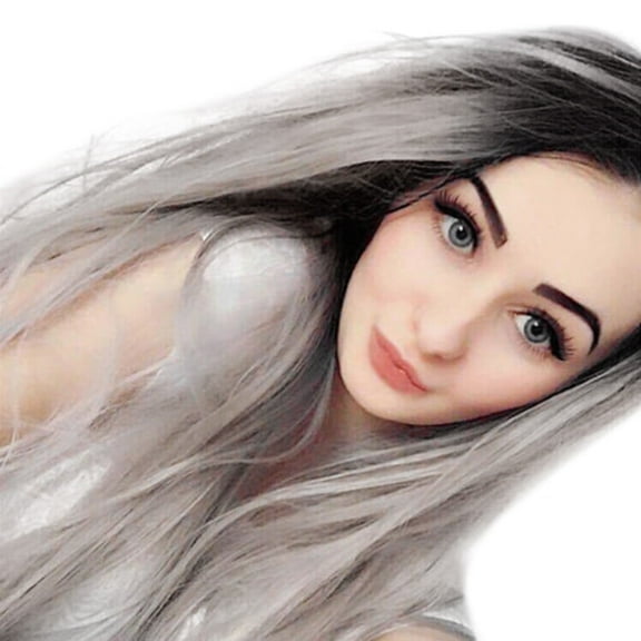 DAPRZIY Color And Mixed Hair Wig Black Gray Long Micro curly Synthetic Pro