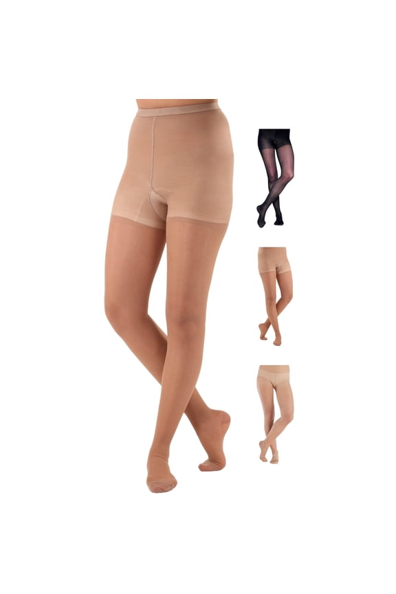 Compression Pantyhose for Women Diabetic 20-30mmHg Beige, Large