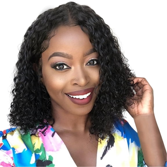 DAPRZIY Curly BOB Lace Front Wigs Human Hair Pre Plucked Wear And Go Glueless Short Curly Frontal BOB Wigs For Black Women Wet And Wavy 14 Inch