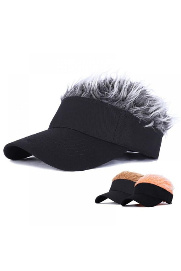 Flair Hair Visor Sun Cap Wig Peaked Baseball Hat Novelty Adjustable Visor with Spiked Hair