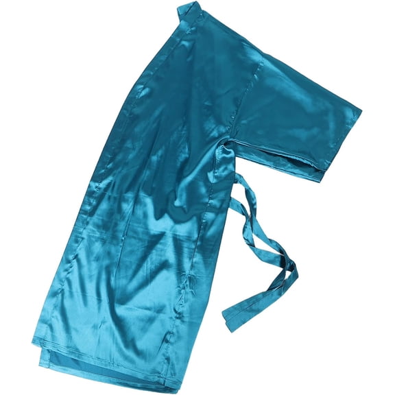 DAPRZIY Green Satin Hair Salon Client Cape with Universal Fit and Full Coverage, Kimono Style Hairdressing Gown for Hair Dyeing and Haircut Sessions