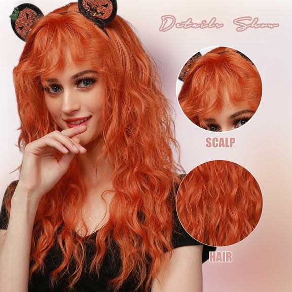 DAPRZIY High Temperature Resistant Silk Synthetic Bangs Long Hair Wig Pro20