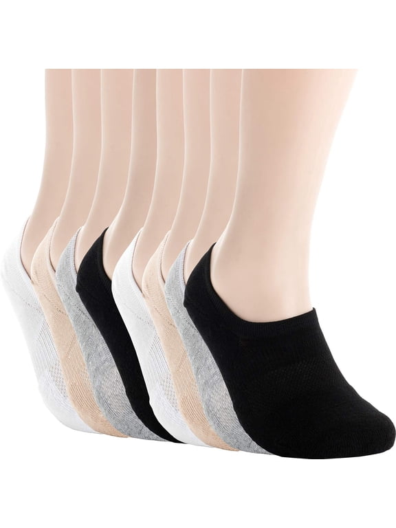 No Show Socks Wide Toe Box For Health Bunion Unisex Size S to X-Large Cotton Cushion Footies