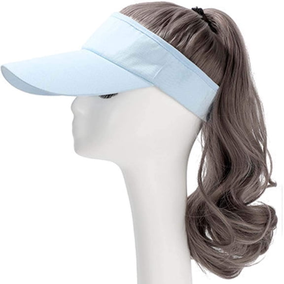DAPRZIY Outdoor Wig Hat with Hair Ponytail - Baseball Cap with Wavy Brown Women's Wig (Black)