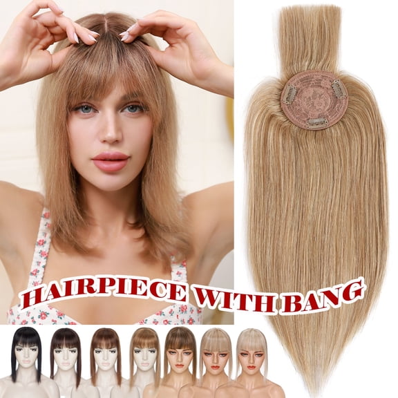 DAPRZIY Real Remy Human Hair Mono Topper Toupee Clips Hairpiece Top Wigs Caramel BLONDE 16inch US