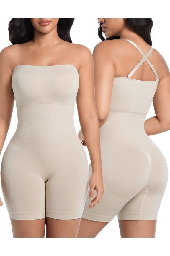 Shapewear Bodysuits Built in Bra, Tummy Control Strapless/strap Top for Women, Full Body Shaper Seamless Waist Trainer