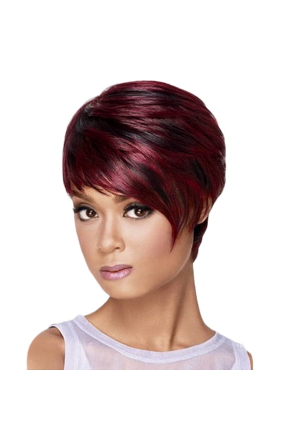 Short Red Wigs for Women Straight Pixie Cut Wigs with Bangs Natural Looking Synthetic Short Hair Wigs for Daily Party Use