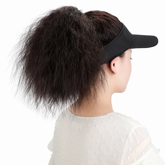 DAPRZIY Stylish Synthetic Hair Baseball Cap Wig For Women With Adjustable Curly Hair Extensions Attached A,One Size