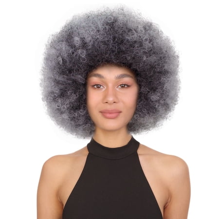 DAPRZIY Taylor 14" Curly Full Cap Synthetic Wig, Heat-Resistant Fiber Charcoal Mixed Gray Hair for Party & Daily Wear