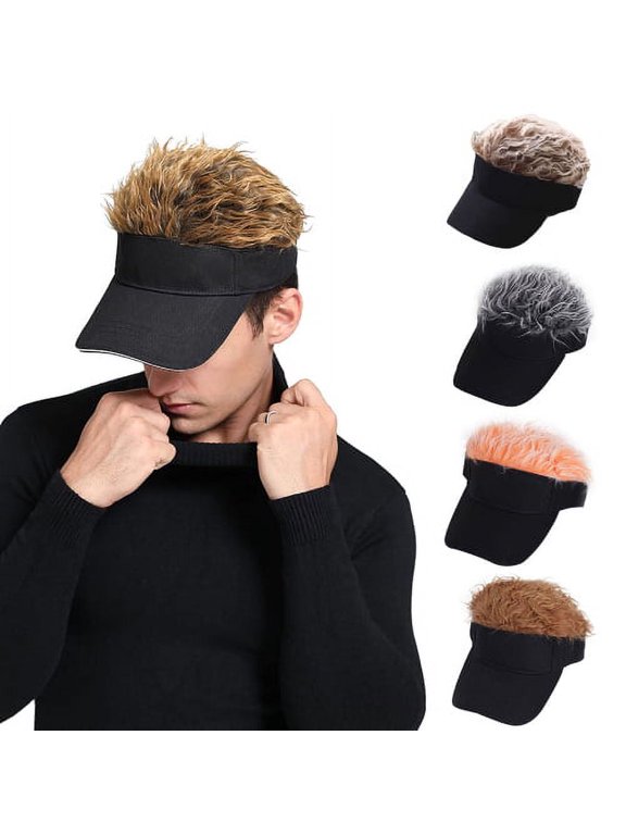 Tech Women Mens Novelty Spiked Hair Visor Sun Funny Golf Hats Fake Wig Peaked Sun Visor Hat Baseball Caps