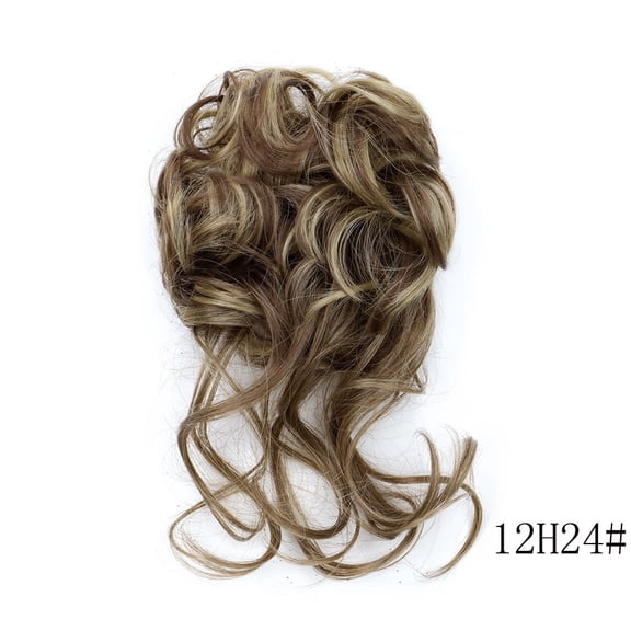 DAPRZIY Tousled Messy Curly Hair Bun Extension, Elastic Scrunchie Band Hair Piece for Women, Dark Ash Blonde