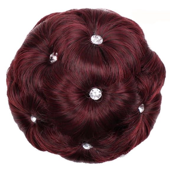 DAPRZIY Wig Hair Ring Curly Bride Makeup Diamond Bun Flowers Chignon Hairpiece Style
