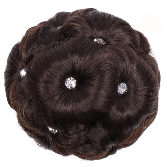 DAPRZIY Wig Hair Ring Curly Bride Makeup Diamond Bun Flowers Chignon Hairpiece