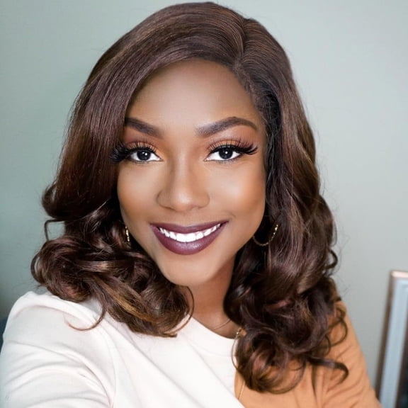 DAPRZIY Wig Short Body Wave Wig Glueless Short Wavy Bob Wigs Side Part Loose Wave Wigs for Women Shoulder Length Curly Synthetic Wig Hair Wig