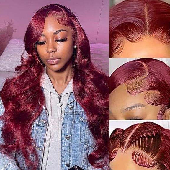 DAPRZIY Wig Women's Wine Red Long Curly Hair Large Wig Headcover 70cm