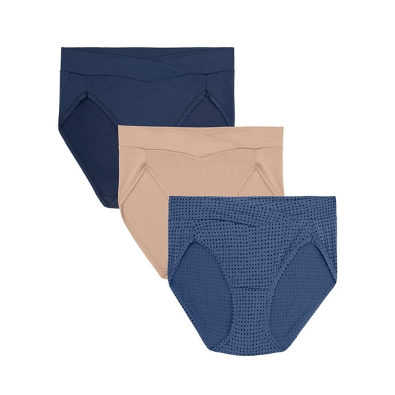 DAPRZIY Women's Silky Stretch Hi-Cut Brief Underwear - V-Front Waist, Comfort Stretch, 3-Pack, Sizes S-5XL