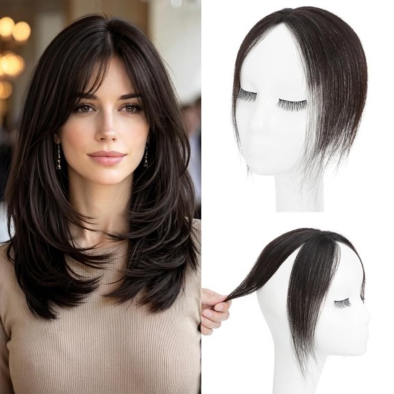 DAPRZIY clip-on bangs, lifelike human hair clip-on bangs, invisible 3D 360° coverage air bangs, light and flowing bangs.