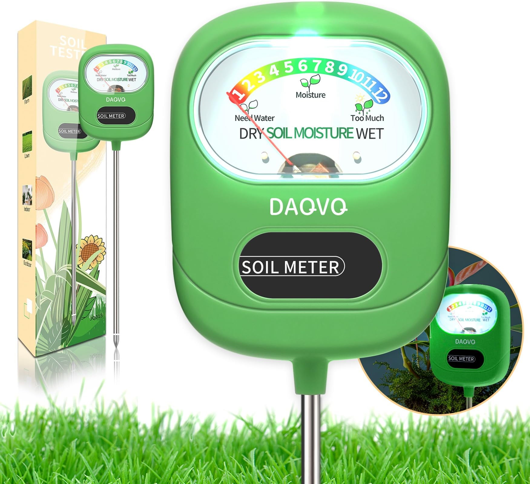 DAQVQ Soil Moisture Meter, Plants Moisture Meter UpgradedLarge Screen