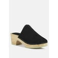 thumbnail image 1 of DARCIE Black Suede Clogs, 1 of 6