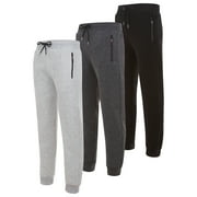 DARESAY [3-Pack] Men's Tech Fleece Joggers Dry Fit Performance Sweatpants (Up To Size 3XL)