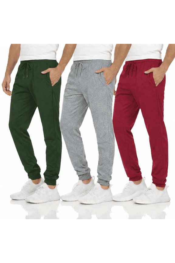 [3-Pack] Men's Tech Fleece Joggers Dry Fit Performance Sweatpants (Up To Size 3XL)