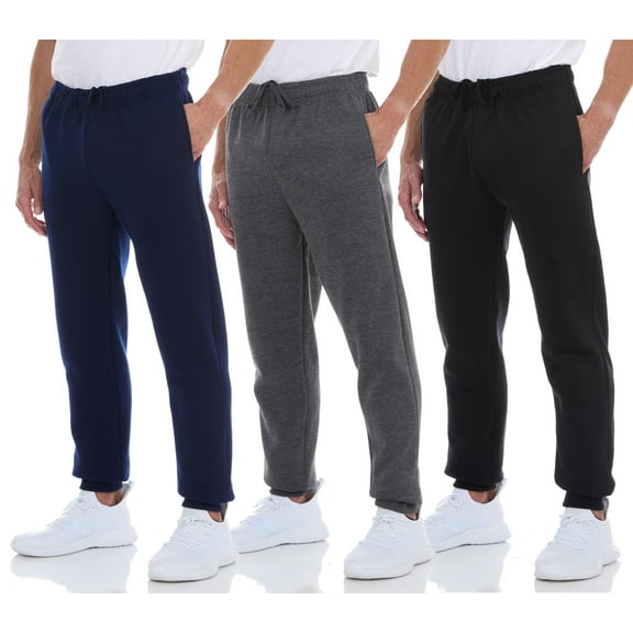 DARESAY [3-Pack] Men's Tech Fleece Joggers Dry Fit Performance Sweatpants (Up To Size 3XL)