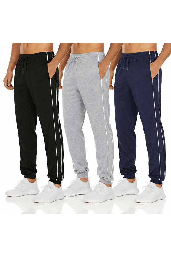 [3-Pack] Men's Tech Fleece Joggers Dry Fit Performance Sweatpants (Up To Size 3XL)