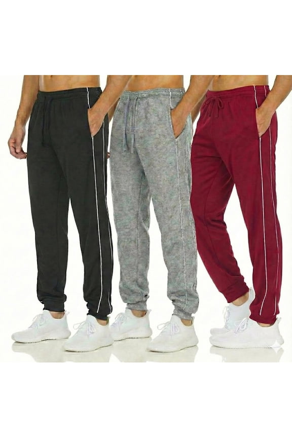 [3-Pack] Men's Tech Fleece Joggers Dry Fit Performance Sweatpants (Up To Size 3XL)