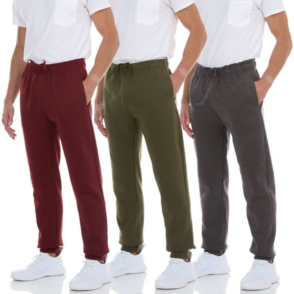 DARESAY [3-Pack] Men's Tech Fleece Joggers Dry Fit Performance Sweatpants (Up To Size 3XL)