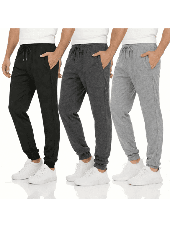 [3-Pack] Men's Tech Fleece Joggers Dry Fit Performance Sweatpants (Up To Size 3XL)