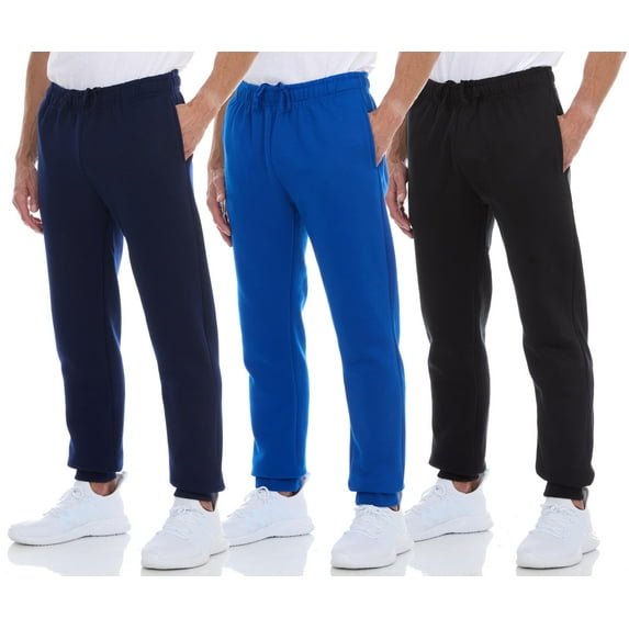 DARESAY [3-Pack] Men's Tech Fleece Joggers Dry Fit Performance Sweatpants (Up To Size 3XL)